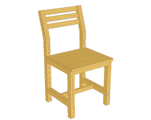 １×２材の椅子　立体図