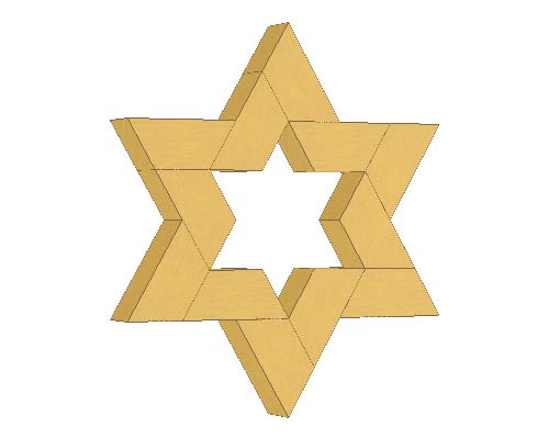 六角星の飾り　立体図