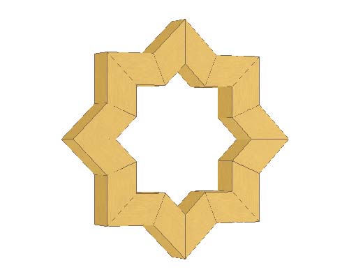 八角星の飾り　立体図